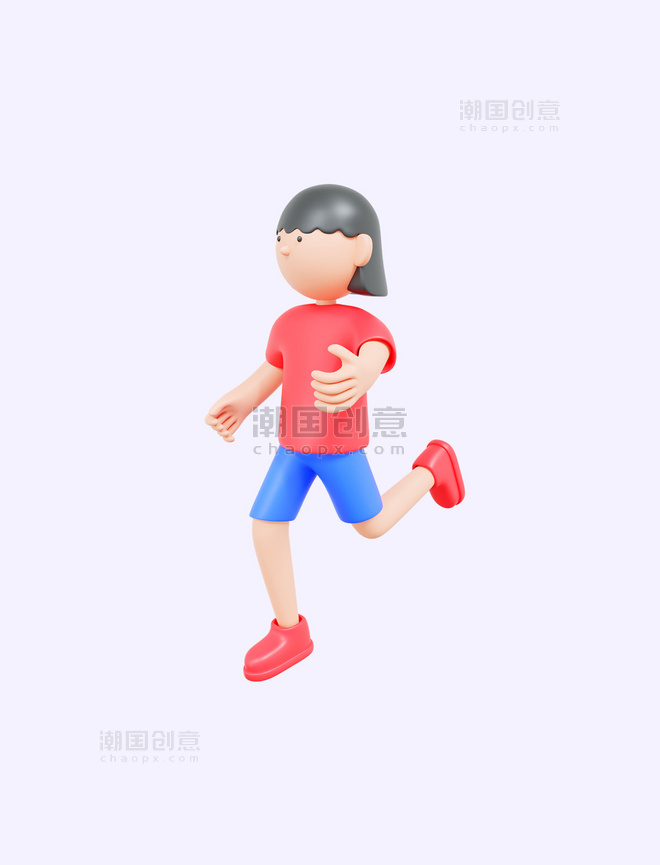 3D立体健身跑步女孩