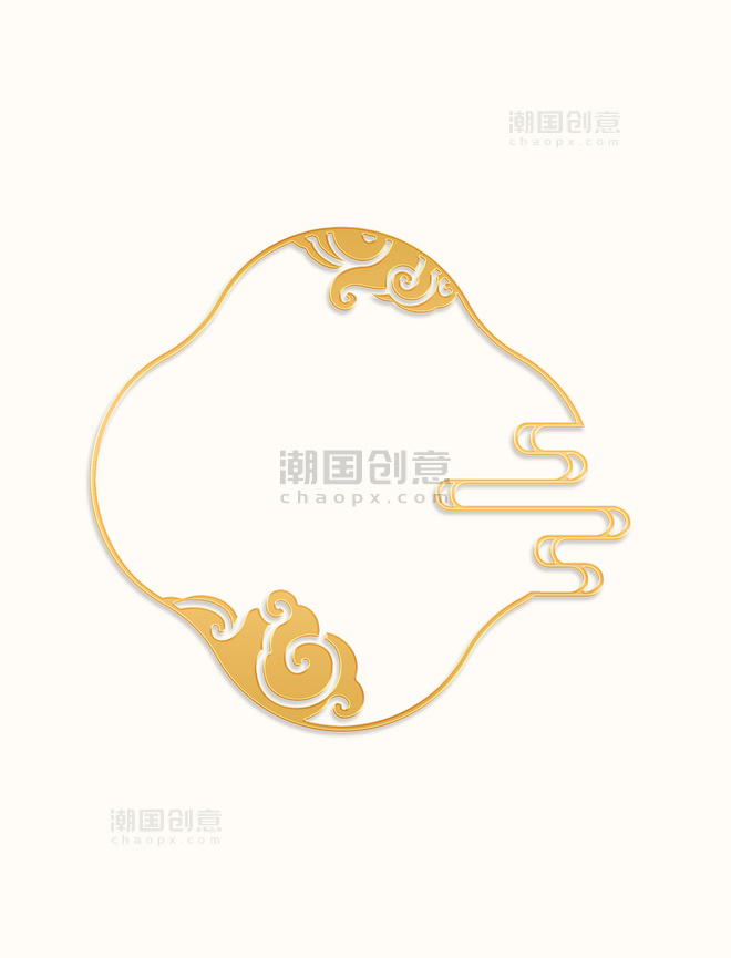 极简立体金色浮雕花纹边框中式国潮中国风元素