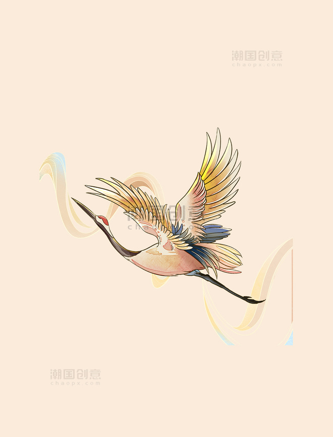 水彩动物鸟类仙鹤