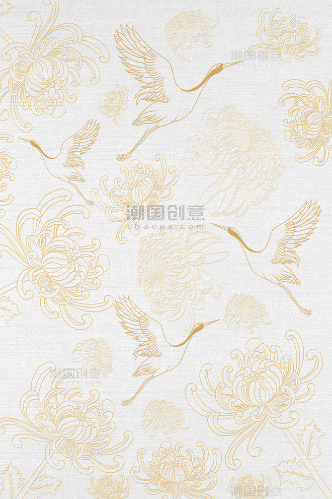 金色仙鹤创意简约时尚古风重阳节背景重阳节底纹背景