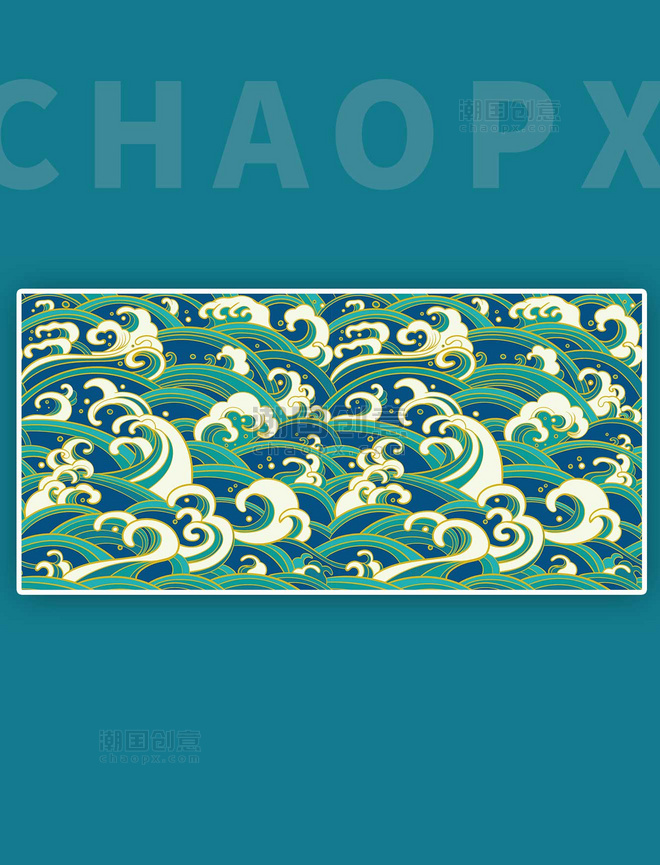 中国风国潮金线水花海浪浪花底纹背景素材