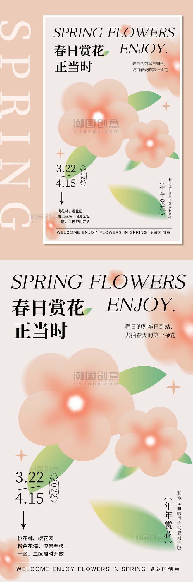 弥散渐变春季赏花樱花海报