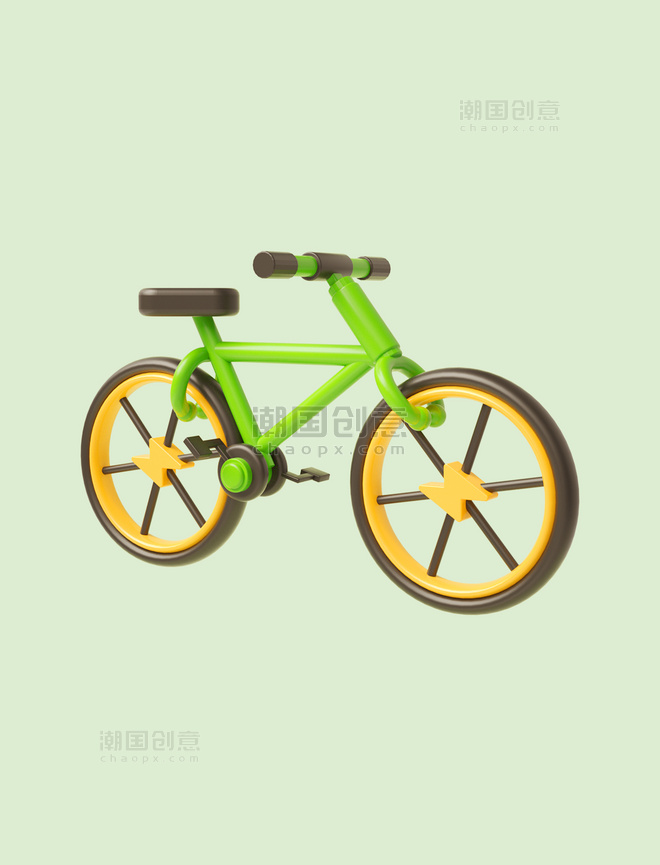 3D立体C4D绿色能源自行车