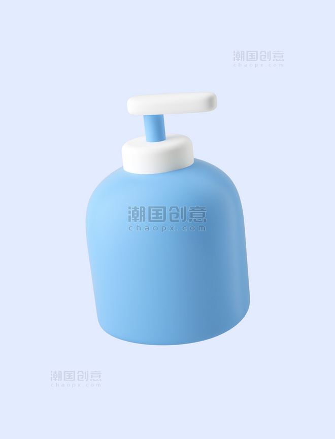蓝色C4D立体卡通洗手液日化用品瓶子