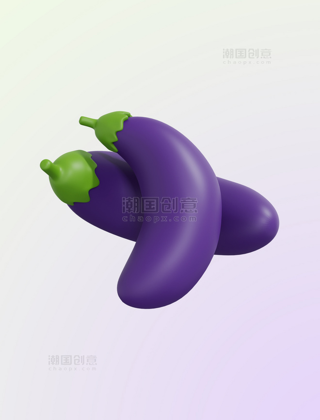 水果蔬菜生鲜创意3DC4D立体秋季蔬菜茄子元素