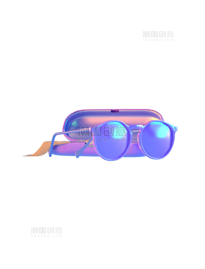 3D运动风滑板女孩电商场景模型图之眼镜盒