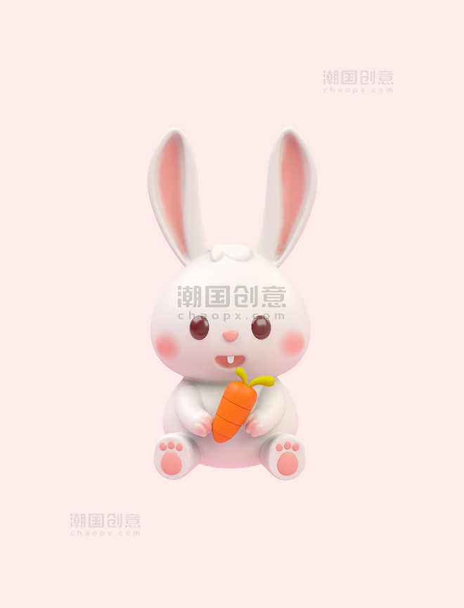 3D立体兔年春节兔子形象