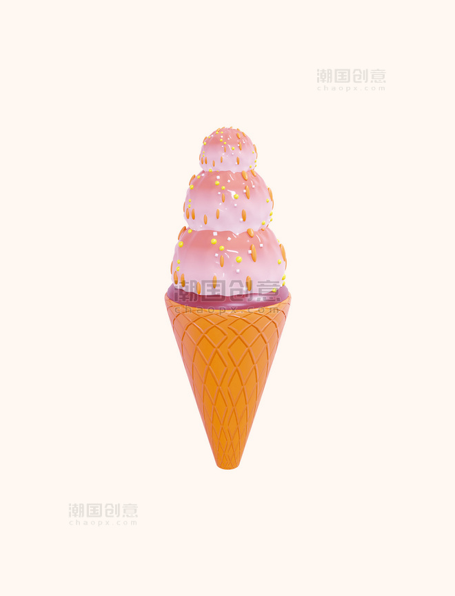 3D立体夏季冰淇淋雪糕甜筒