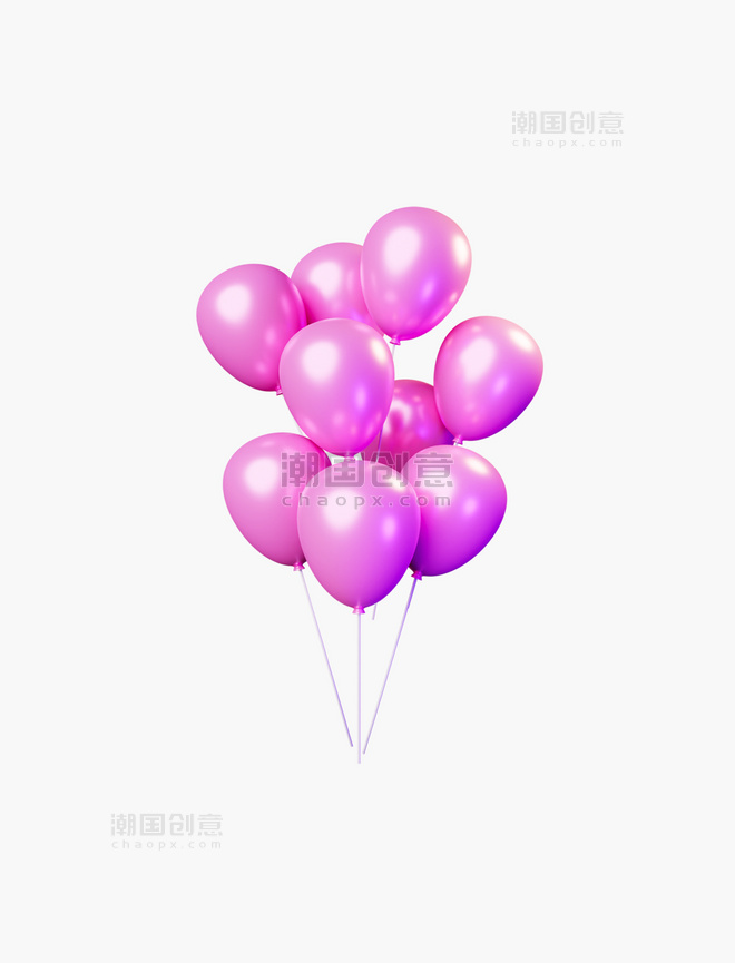 3D立体节日气氛粉色结婚婚礼C4D一束气球
