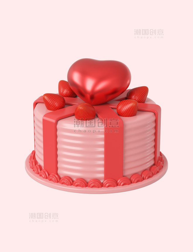 3DC4D立体爱心蛋糕