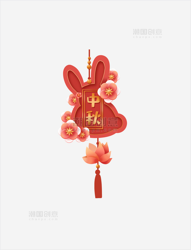 传统节日 中秋中秋节中秋兔型灯笼吊饰