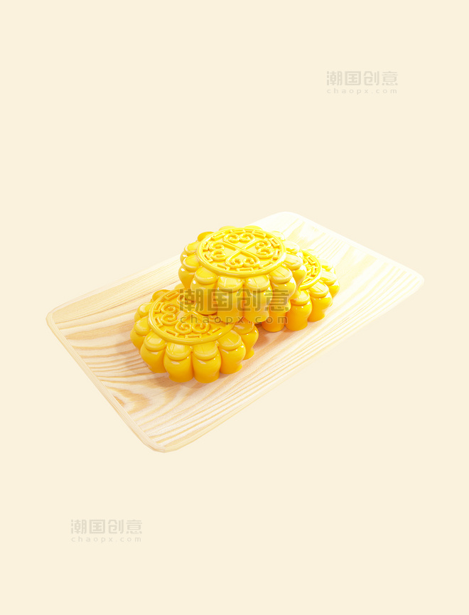 3d立体写实风月饼中秋节美食月饼摆盘模型