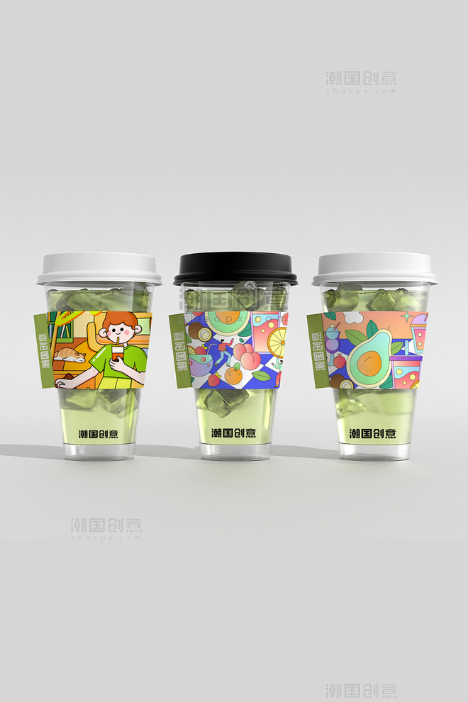 咖啡杯子奶茶杯样机餐饮饮料包装绿色