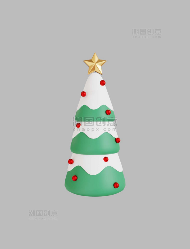 圣诞节3DC4D立体星星圣诞树