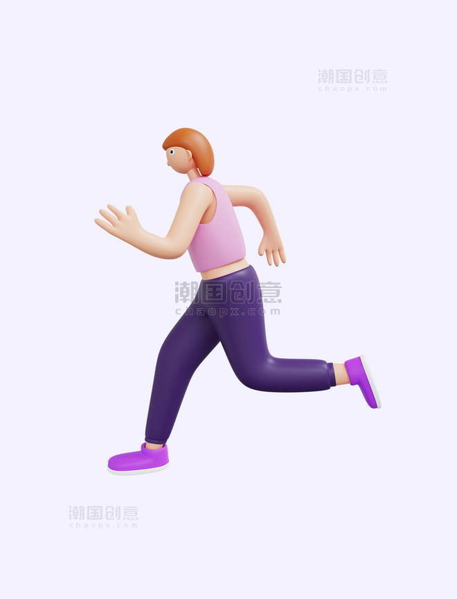 3D立体运动健身跑步锻炼女孩
