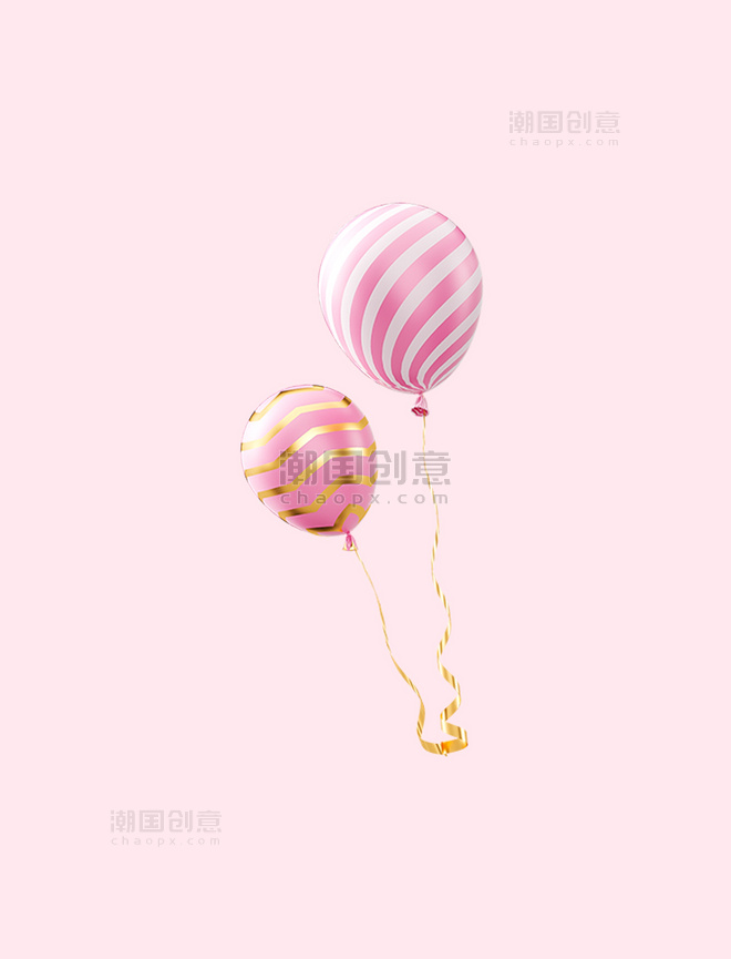 c4d立体粉色气球节日装饰