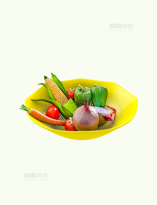 C4D果蔬3D蔬菜水果购物组合