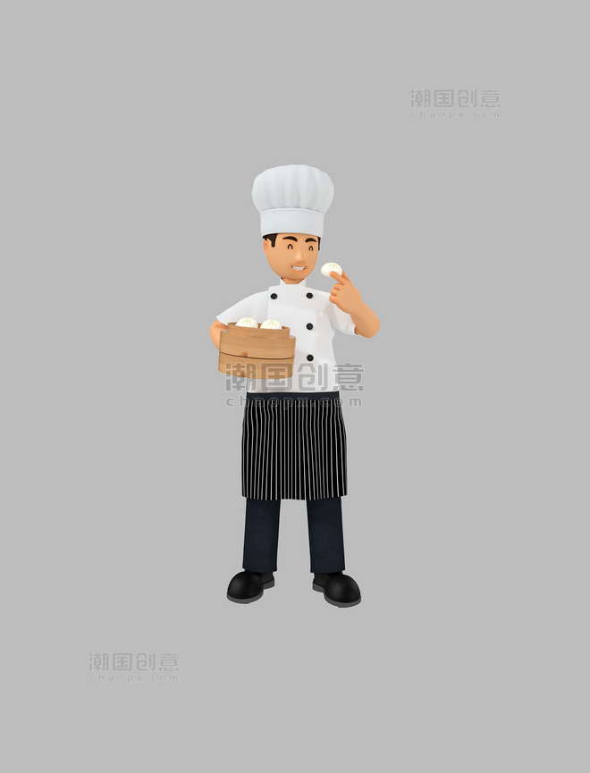 3D51劳动节职业系列之厨师和包子