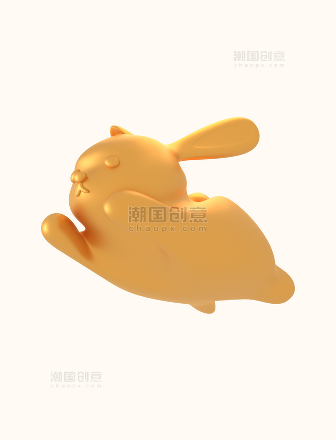 3DC4D立体金色兔子元素