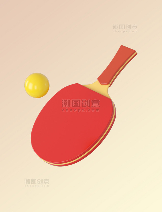3DC4D立体球类运动乒乓球元素