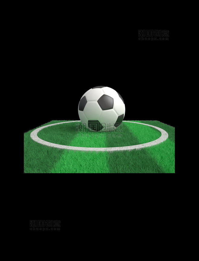 3D立体足球足球场上的一个足球