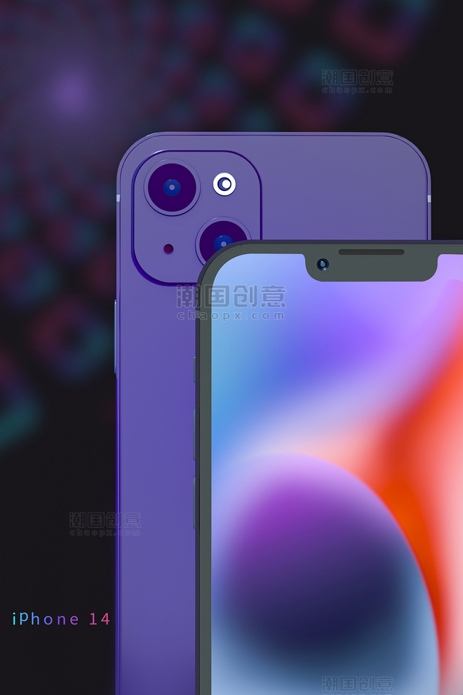 质感苹果手机手机紫色简约C4D3D背景