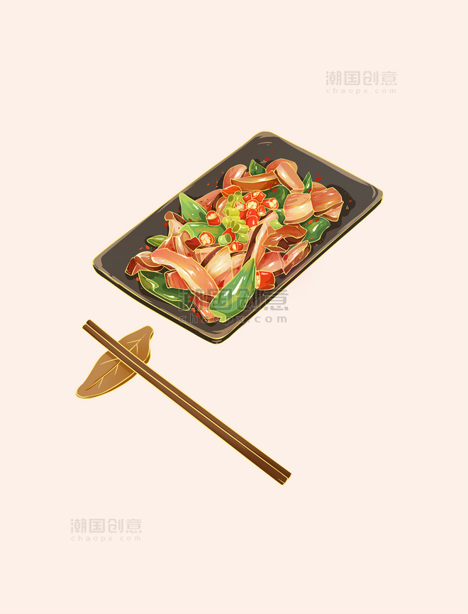 青椒腊肉美食卡通元素