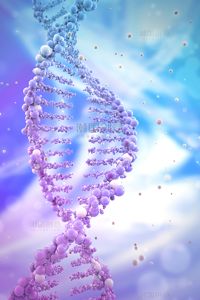 医疗基因链蓝紫渐变背景