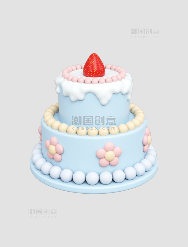 3DC4D立体草莓蛋糕