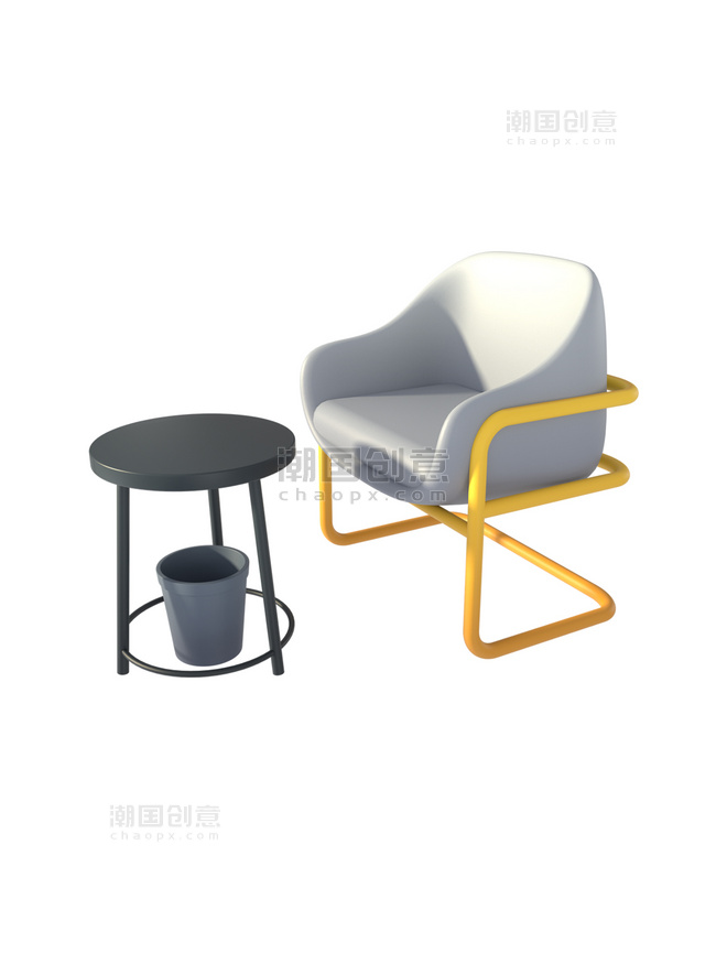 3DC4D立体客厅桌椅元素