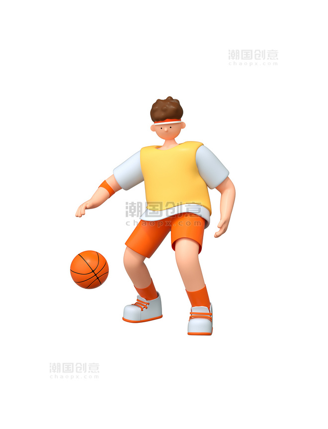 C4D人物运动打篮球男孩