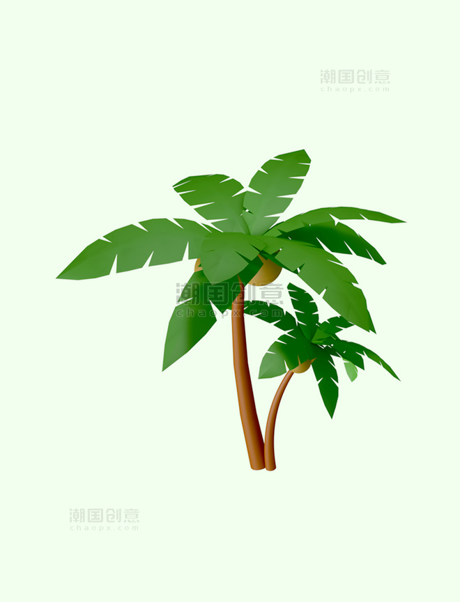 3D夏天夏季椰子树椰树植物树木元素