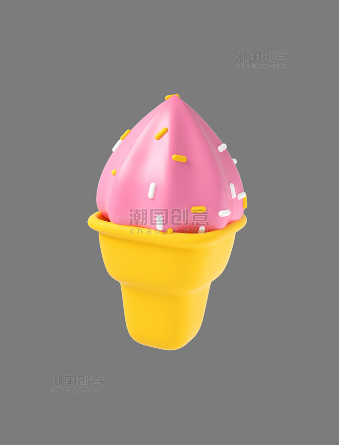 粉色C4D立体卡通冰淇凌