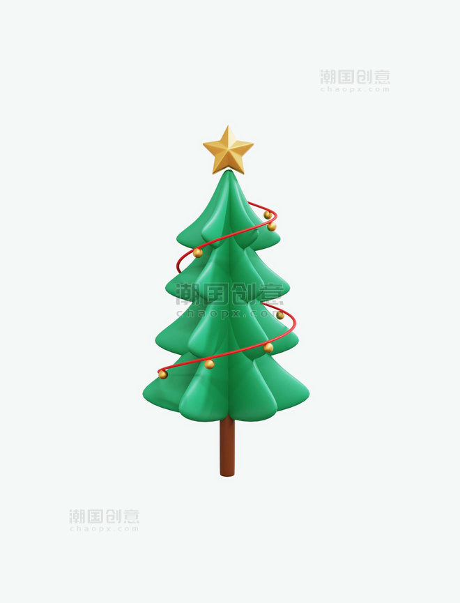 圣诞节3DC4D立体圣诞节创意圣诞树