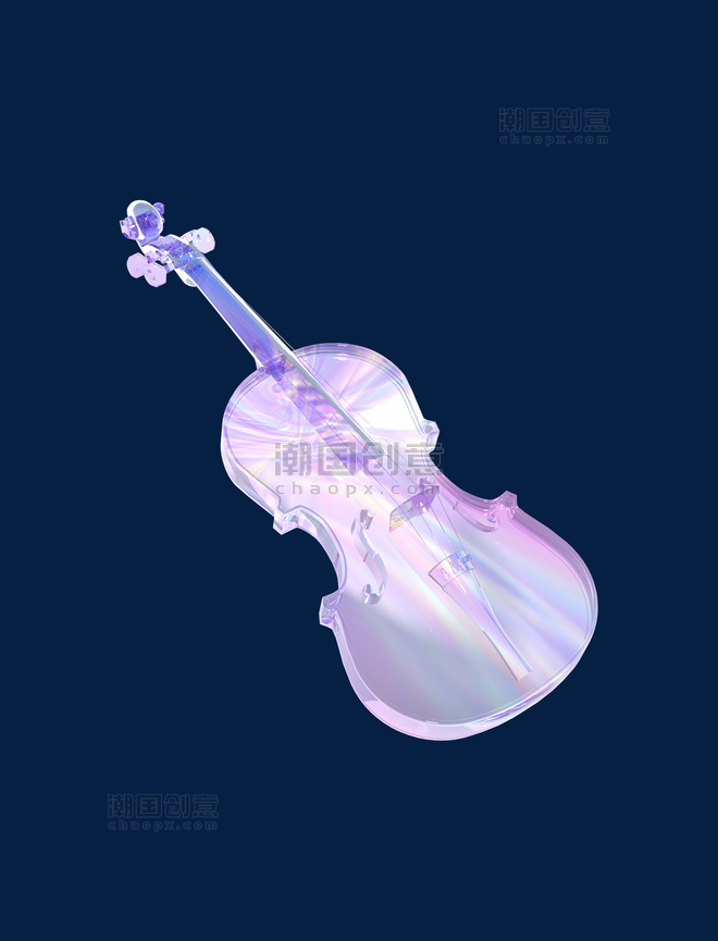 3D酸性潮流玻璃镭射乐器数码小提琴元素