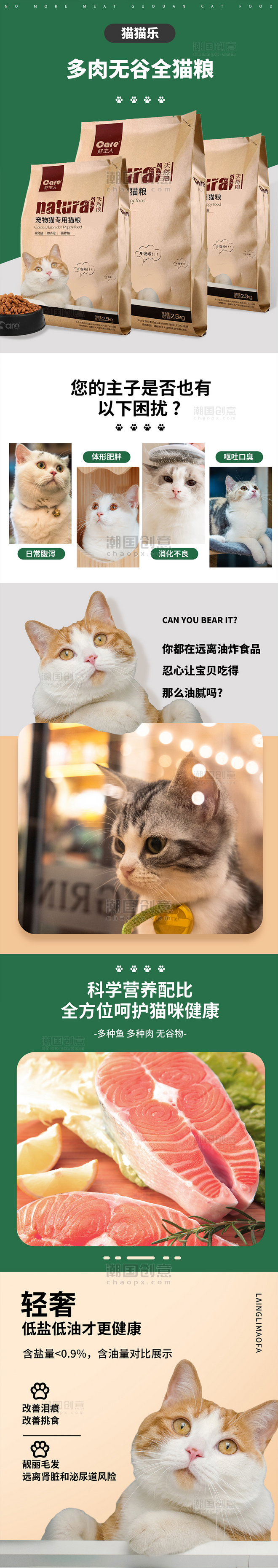 宠物猫粮热销热卖电商促销长图H5电商详情页