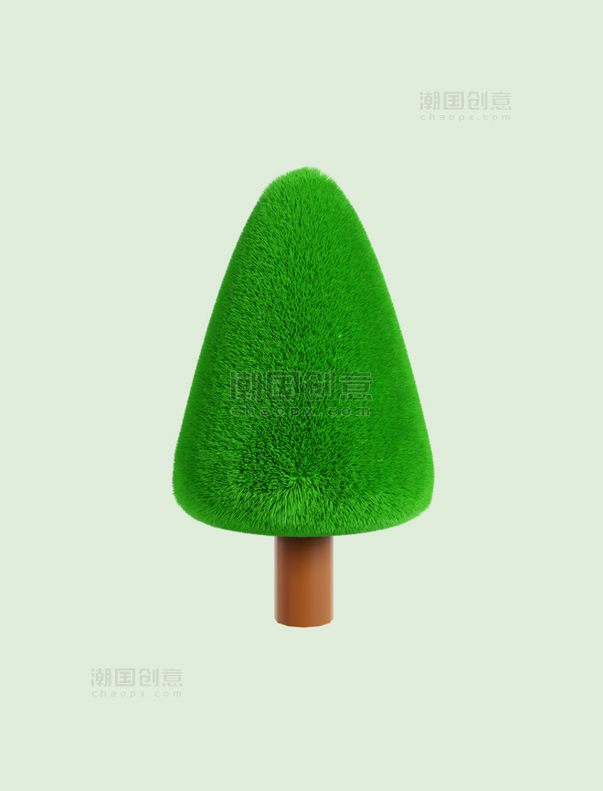3D立体绿色大树毛绒树树木