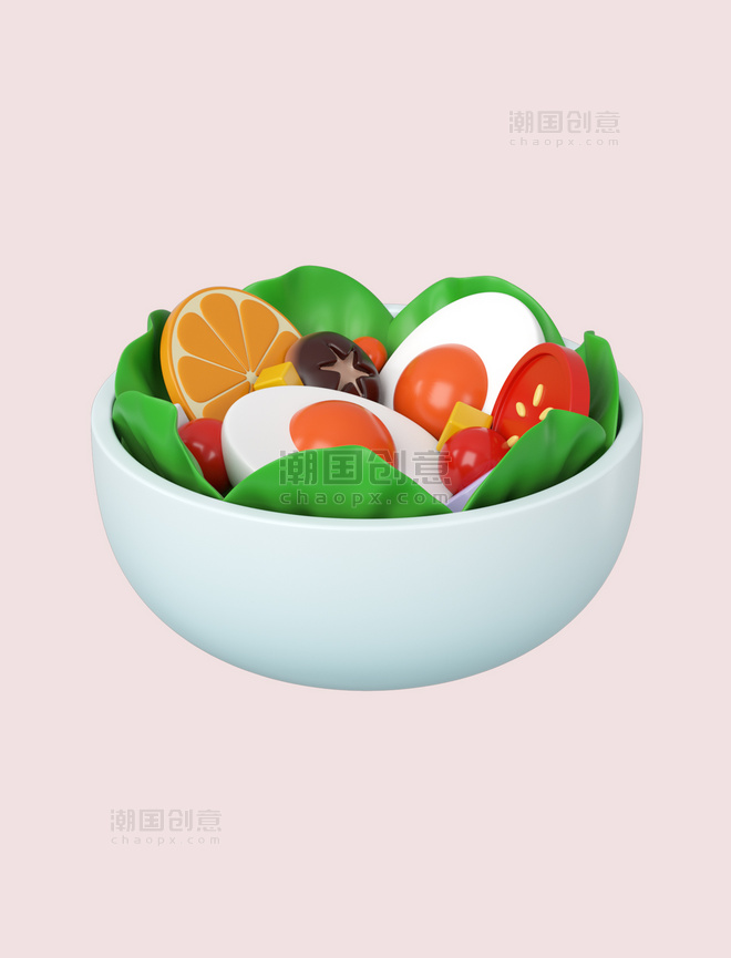 3D餐饮美食CC4D立体蔬菜水果沙拉