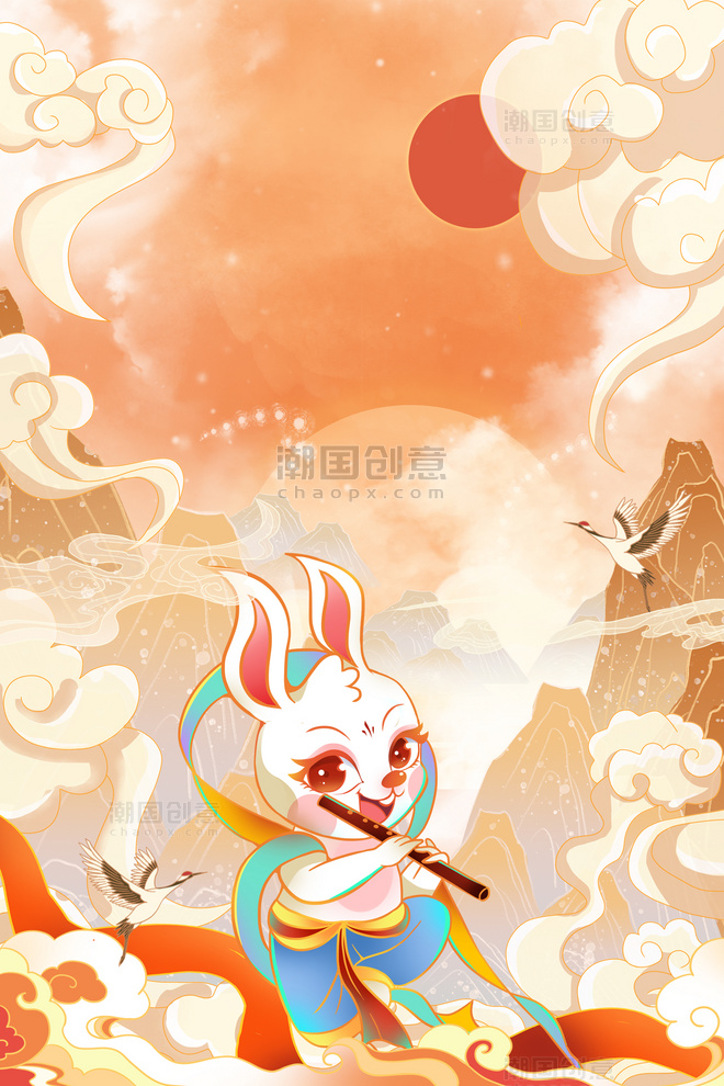 古风兔年兔子中国风复古国风喜庆新年春节
