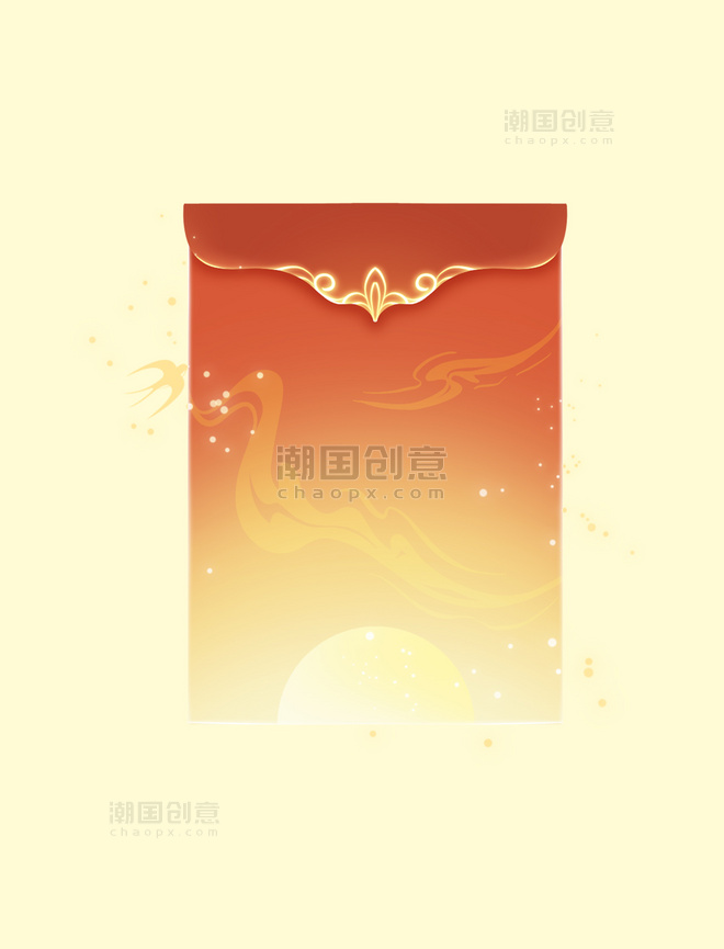 红色中国风古典国风中式花纹边框信封
