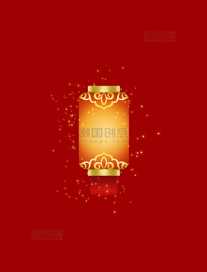 新年春节红金色喜庆中式花纹灯笼吊饰