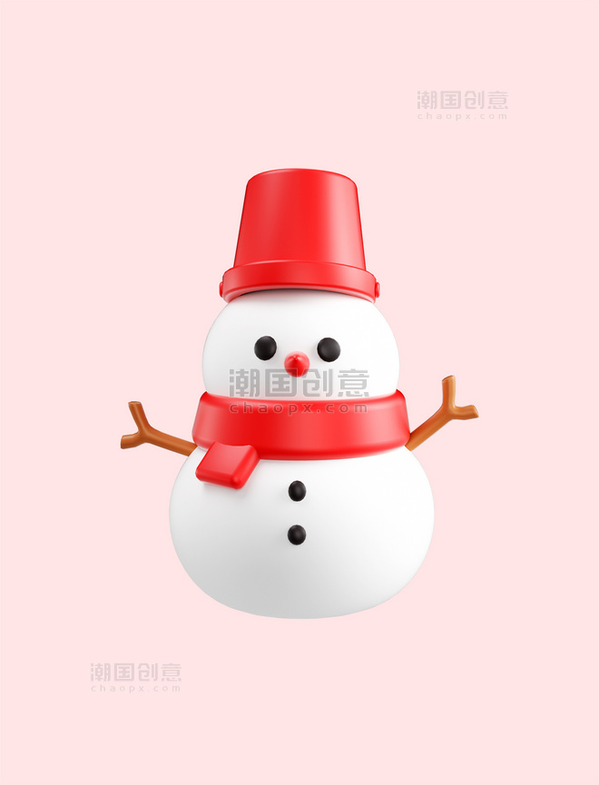 3D立体红色围巾帽子可爱雪人