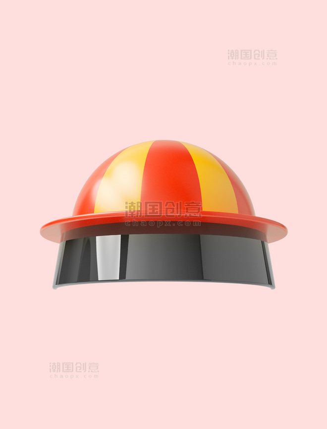 3D立体红色C4D卡通消防帽
