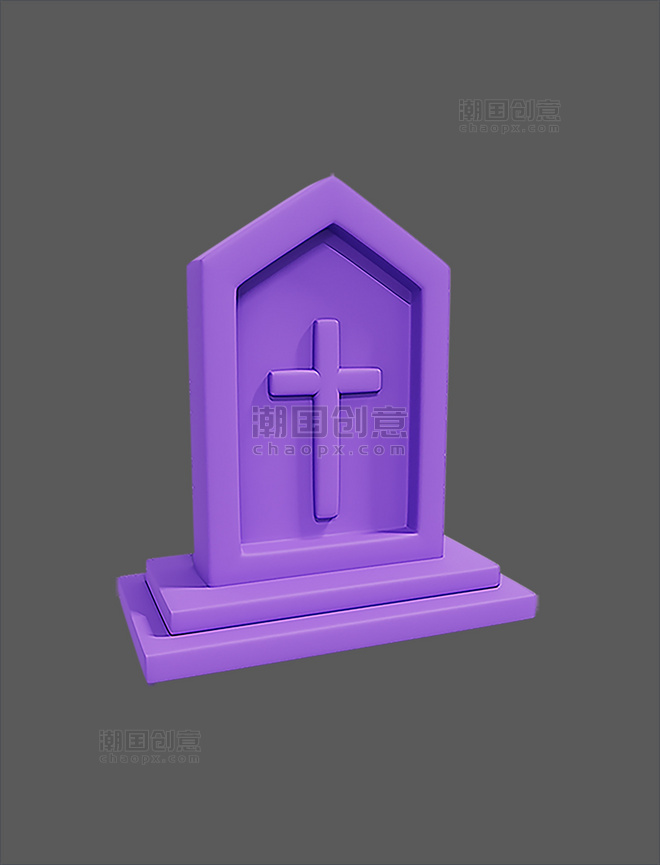 创意元素3DC4D立体万圣节坟墓墓碑