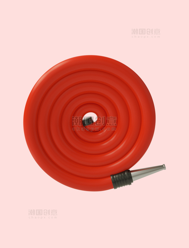 3D立体红色C4D卡通消防水管