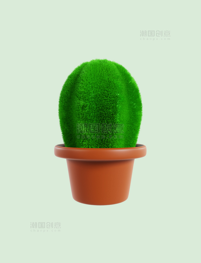 3D立体仙人球绿植植物盆栽