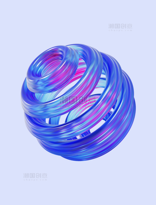3D立体酸性渐变环绕圆球装饰元素扭曲抽象