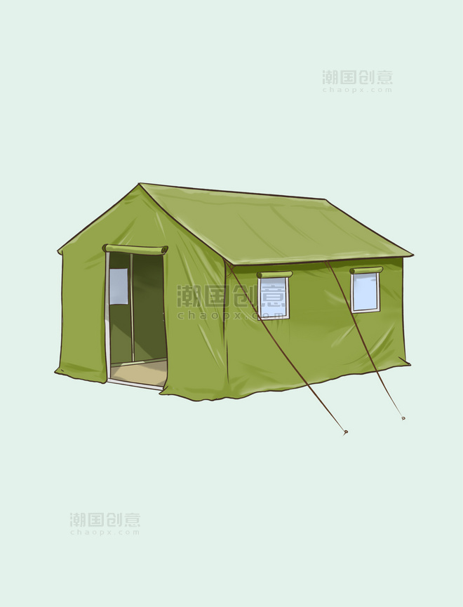 手绘户外野营野餐帐篷