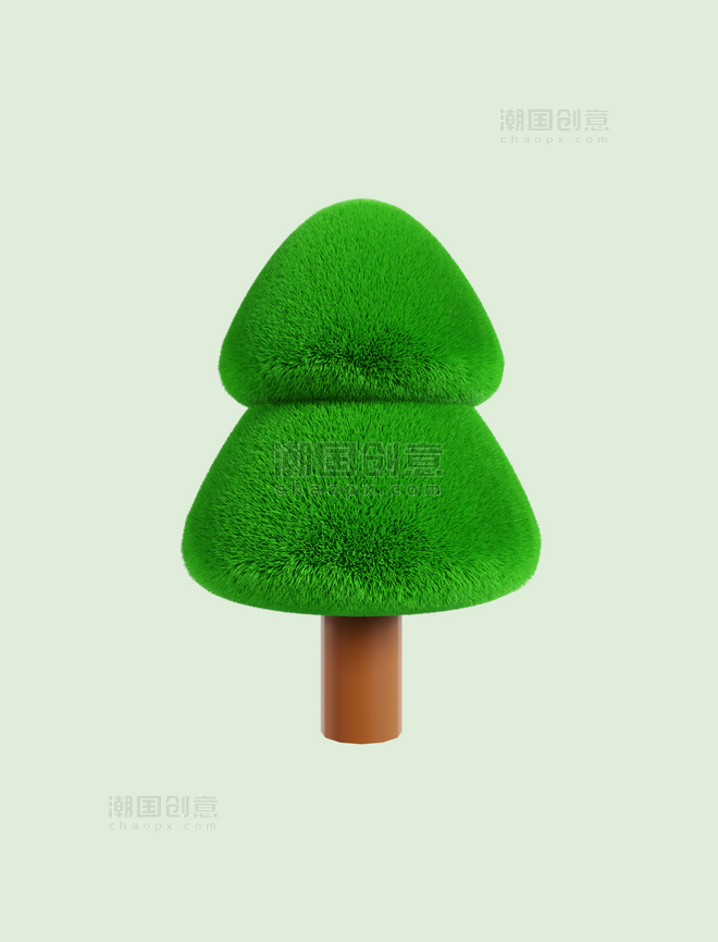 3D立体毛绒绿色树木植树