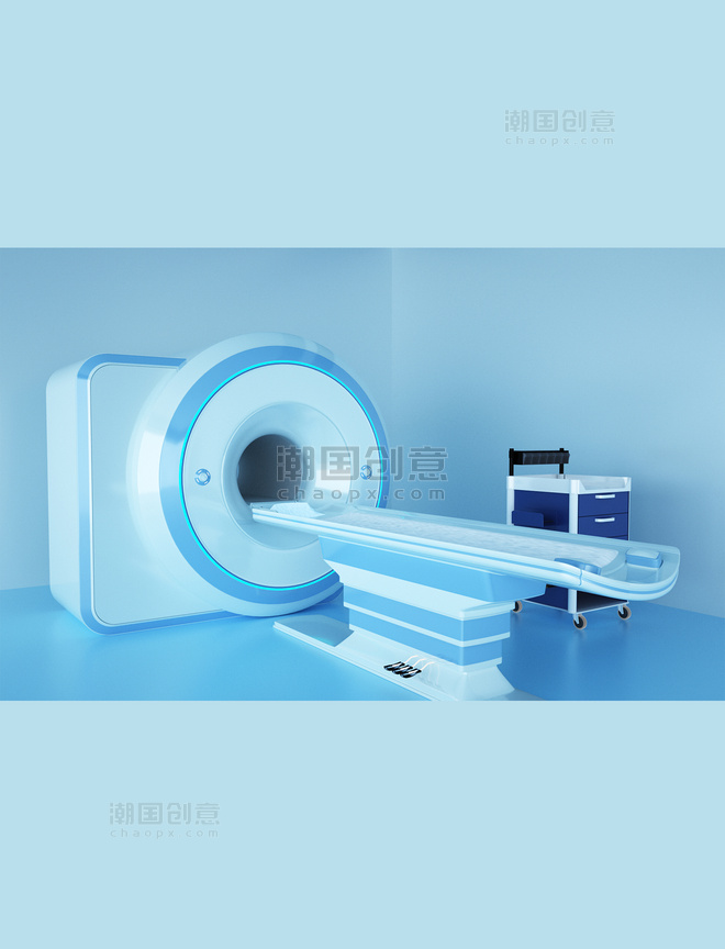 蓝色3D医疗器械设备场景背景核磁共振